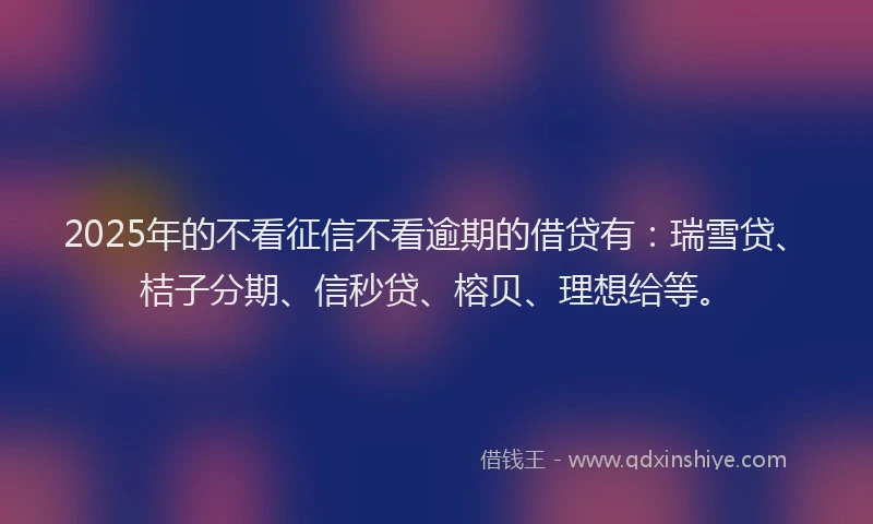 2025年的不看征信不看逾期的借贷有：瑞雪贷、桔子分期、信秒贷、榕贝、理想给等。