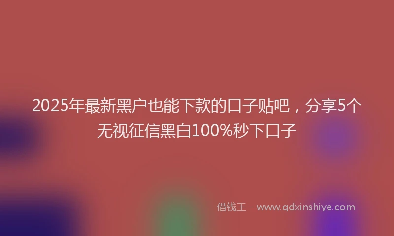 2025年最新黑户也能下款的口子贴吧，分享5个无视征信黑白100%秒下口子