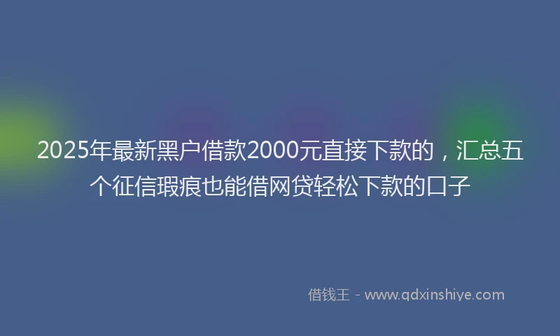 2025年最新黑户借款2000元直接下款的，汇总五个征信瑕疵也能借网贷轻松下款的口子