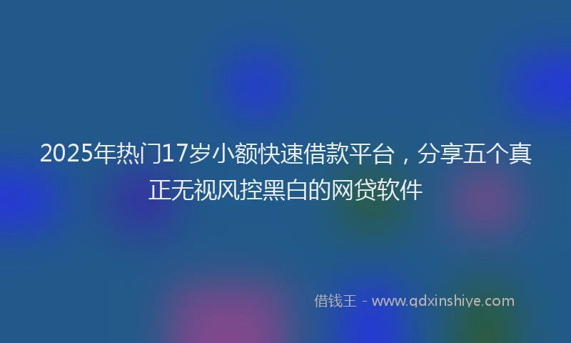 2025年热门17岁小额快速借款平台，分享五个真正无视风控黑白的网贷软件