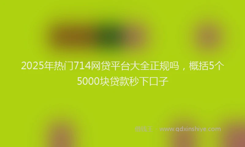 2025年热门714网贷平台大全正规吗，概括5个5000块贷款秒下口子