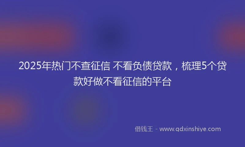 2025年热门不查征信 不看负债贷款，梳理5个贷款好做不看征信的平台