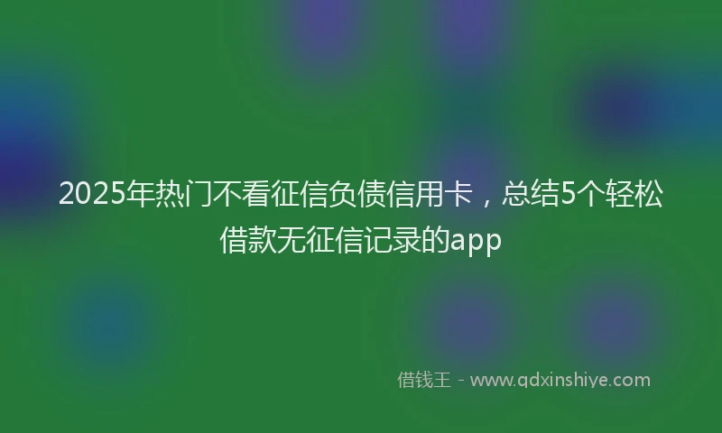 2025年热门不看征信负债信用卡，总结5个轻松借款无征信记录的app