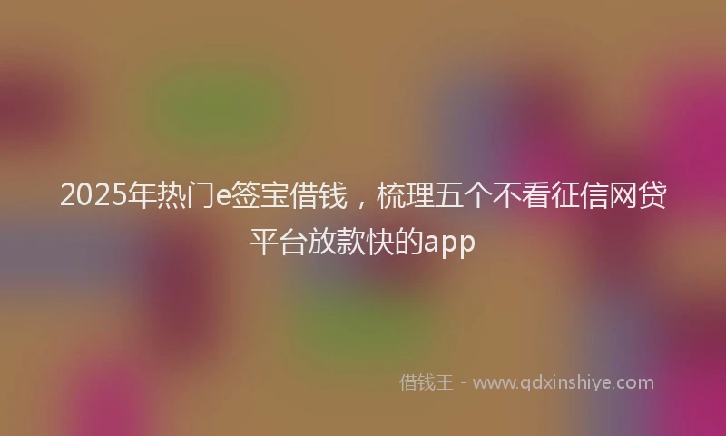 2025年热门e签宝借钱，梳理五个不看征信网贷平台放款快的app