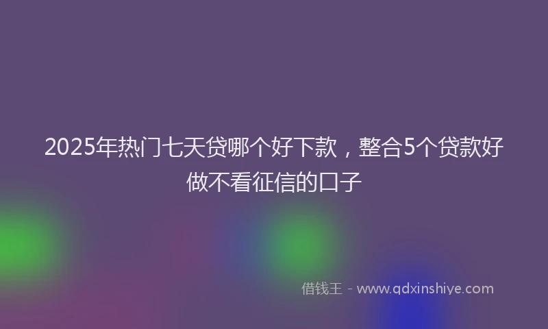 2025年热门七天贷哪个好下款，整合5个贷款好做不看征信的口子
