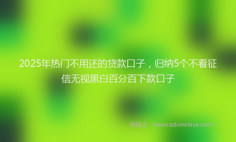2025年热门不用还的贷款口子，归纳5个不看征信无视黑白百分百下款口子