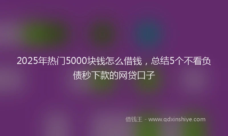 2025年热门5000块钱怎么借钱，总结5个不看负债秒下款的网贷口子