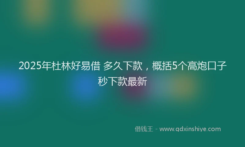 2025年杜林好易借 多久下款，概括5个高炮口子秒下款最新