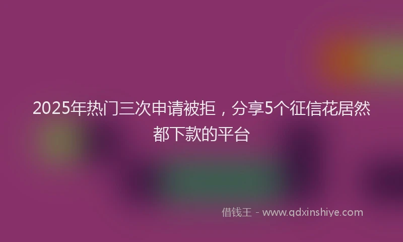 2025年热门三次申请被拒，分享5个征信花居然都下款的平台