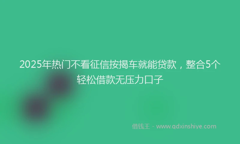 2025年热门不看征信按揭车就能贷款，整合5个轻松借款无压力口子