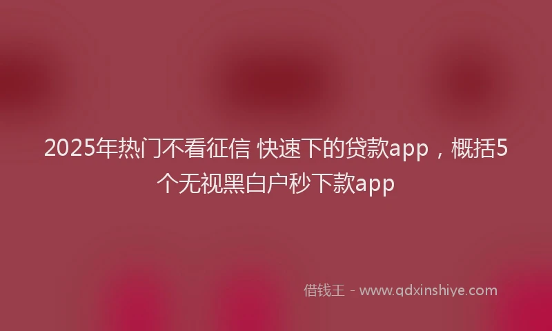2025年热门不看征信 快速下的贷款app，概括5个无视黑白户秒下款app