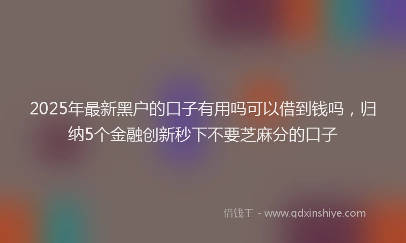 2025年最新黑户的口子有用吗可以借到钱吗，归纳5个金融创新秒下不要芝麻分的口子