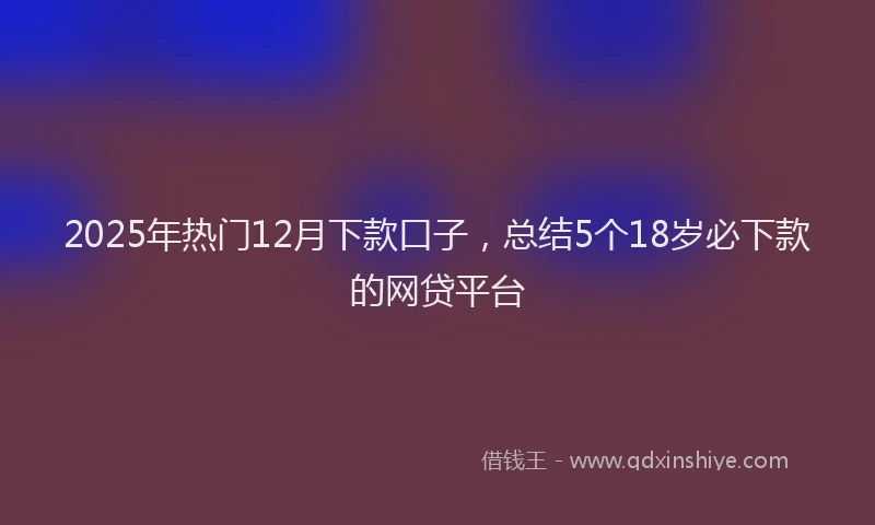 2025年热门12月下款口子，总结5个18岁必下款的网贷平台