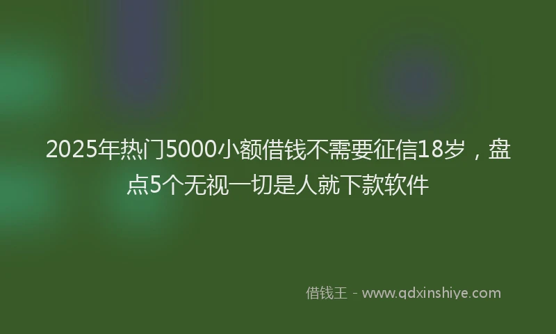 2025年热门5000小额借钱不需要征信18岁，盘点5个无视一切是人就下款软件