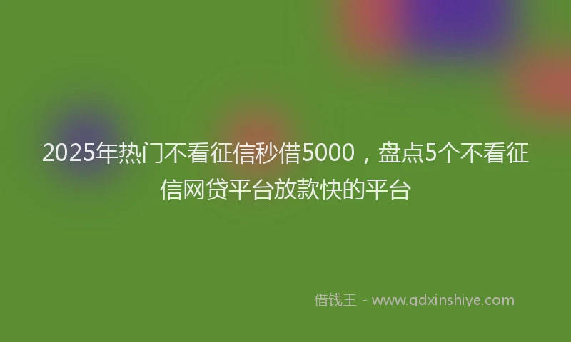 2025年热门不看征信秒借5000，盘点5个不看征信网贷平台放款快的平台