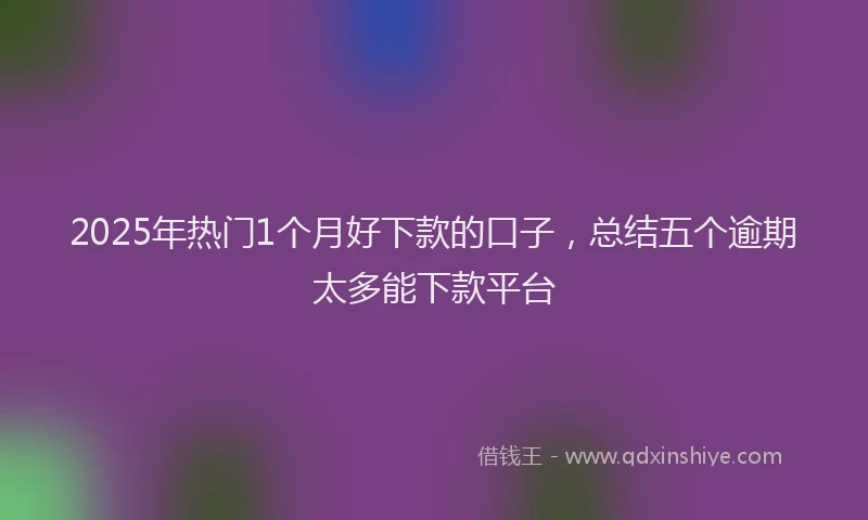 2025年热门1个月好下款的口子，总结五个逾期太多能下款平台