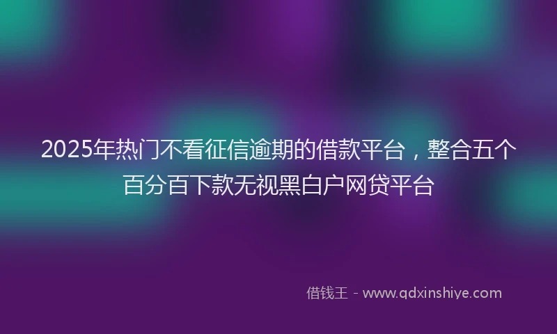 2025年热门不看征信逾期的借款平台，整合五个百分百下款无视黑白户网贷平台