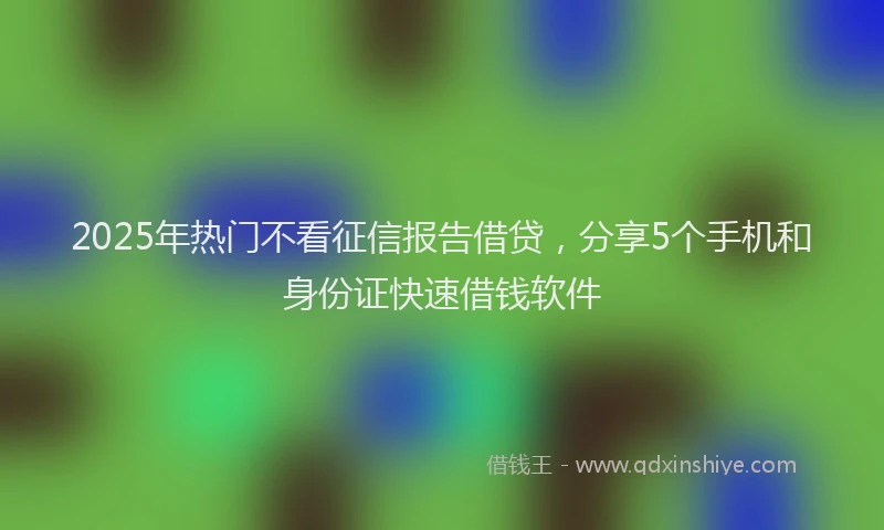2025年热门不看征信报告借贷，分享5个手机和身份证快速借钱软件