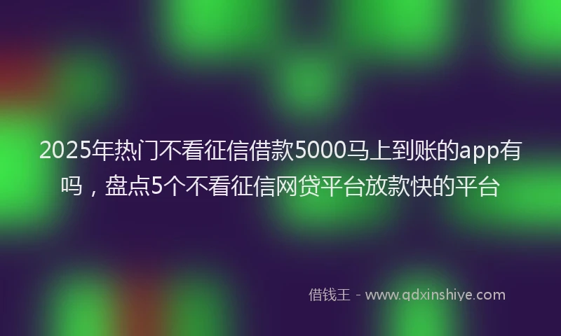 2025年热门不看征信借款5000马上到账的app有吗，盘点5个不看征信网贷平台放款快的平台