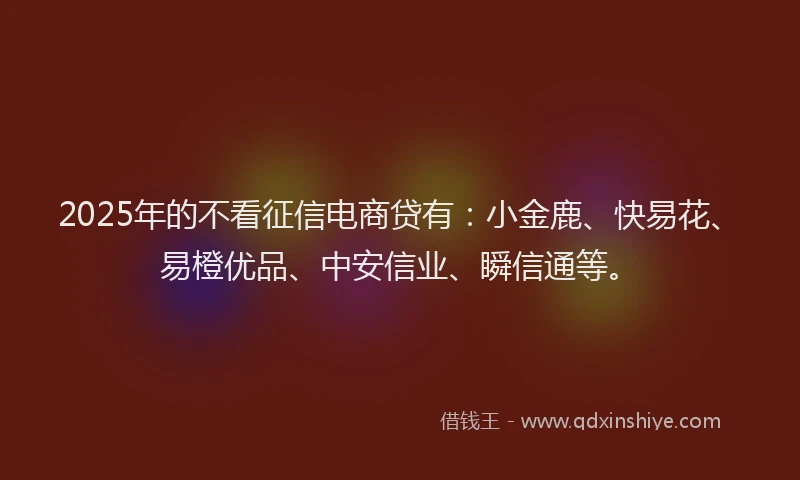 2025年的不看征信电商贷有：小金鹿、快易花、易橙优品、中安信业、瞬信通等。
