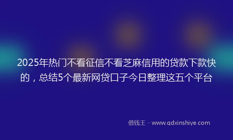2025年热门不看征信不看芝麻信用的贷款下款快的，总结5个最新网贷口子今日整理这五个平台