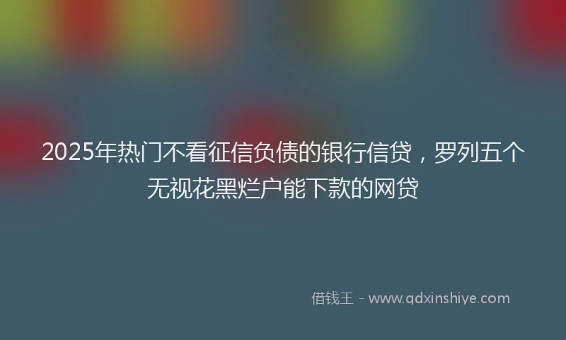 2025年热门不看征信负债的银行信贷，罗列五个无视花黑烂户能下款的网贷