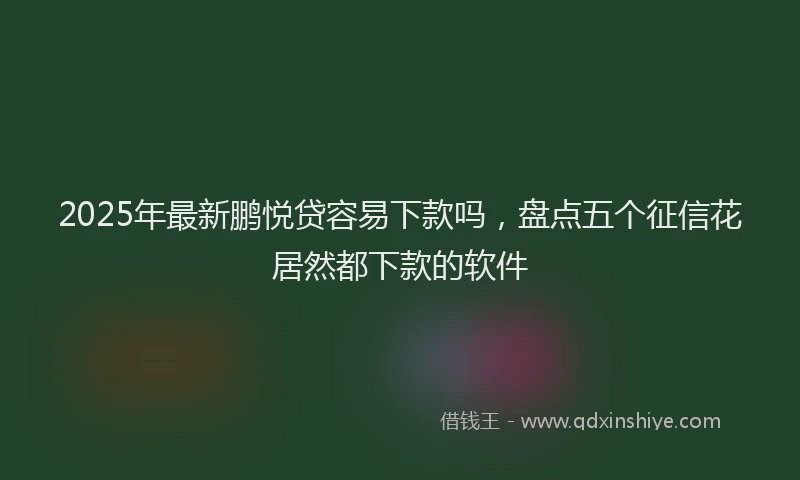 2025年最新鹏悦贷容易下款吗，盘点五个征信花居然都下款的软件