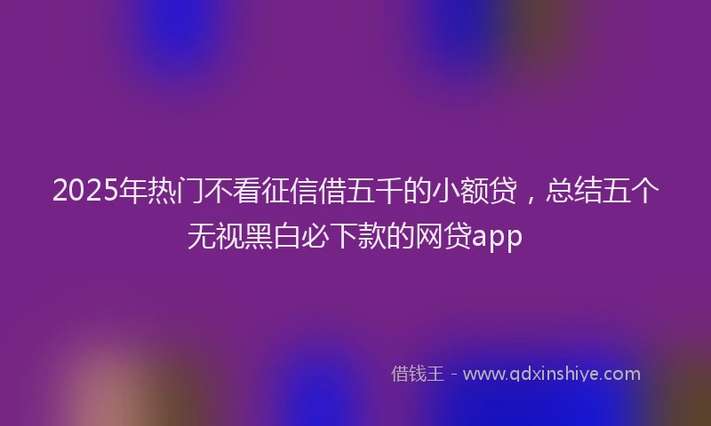 2025年热门不看征信借五千的小额贷，总结五个无视黑白必下款的网贷app