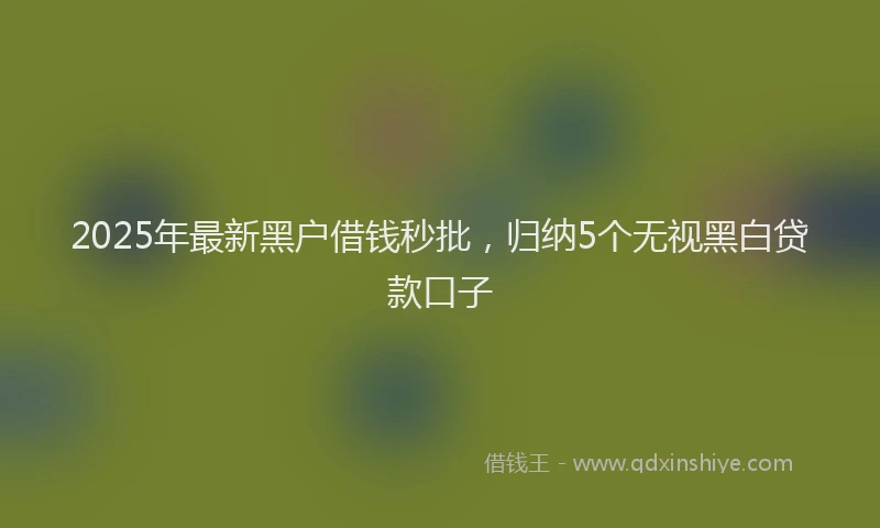 2025年最新黑户借钱秒批，归纳5个无视黑白贷款口子