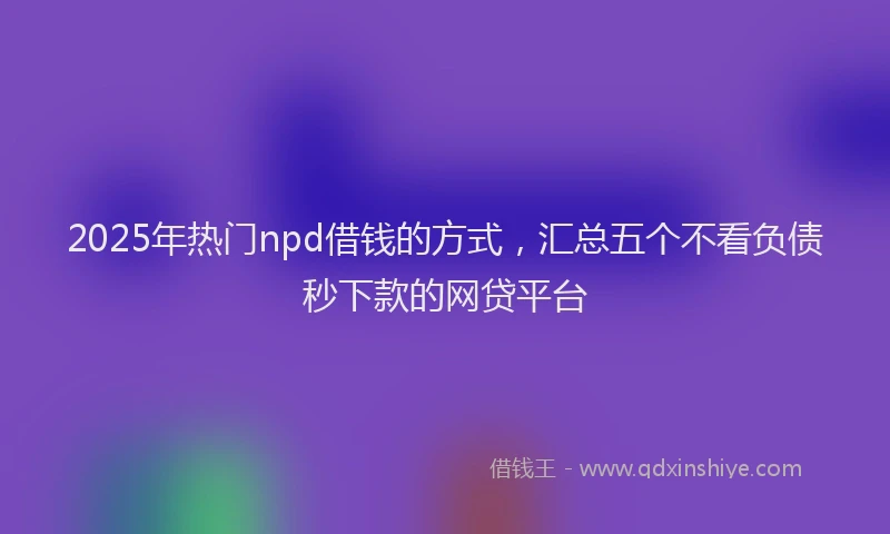 2025年热门npd借钱的方式，汇总五个不看负债秒下款的网贷平台