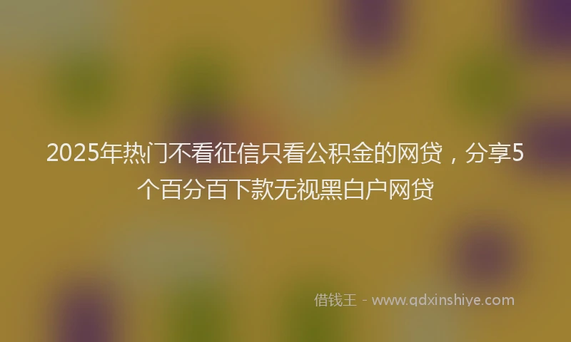 2025年热门不看征信只看公积金的网贷，分享5个百分百下款无视黑白户网贷