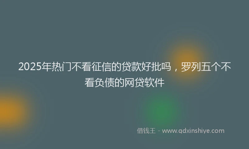 2025年热门不看征信的贷款好批吗，罗列五个不看负债的网贷软件