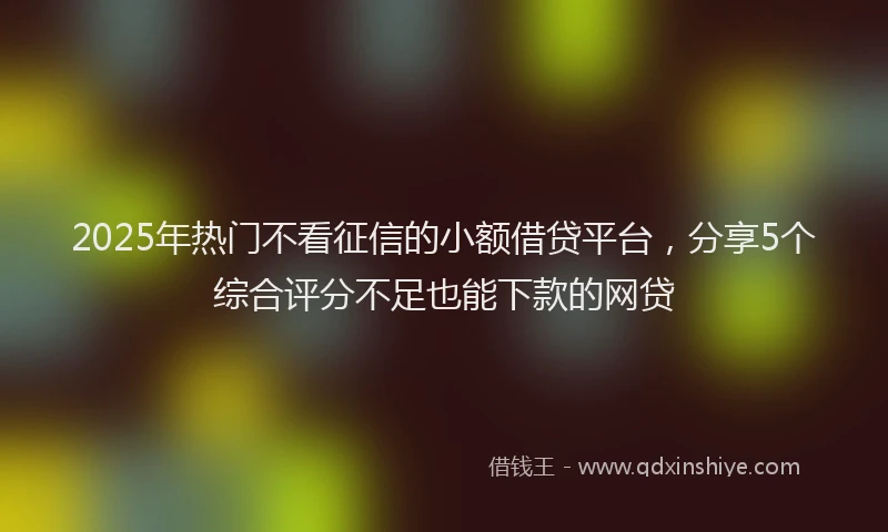 2025年热门不看征信的小额借贷平台，分享5个综合评分不足也能下款的网贷