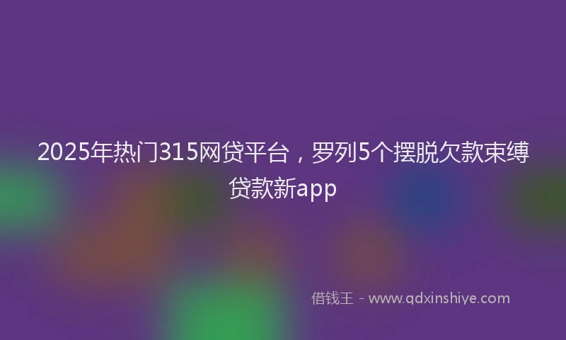2025年热门315网贷平台，罗列5个摆脱欠款束缚贷款新app