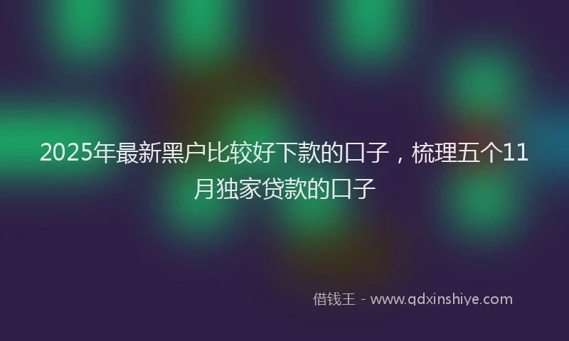 2025年最新黑户比较好下款的口子，梳理五个11月独家贷款的口子
