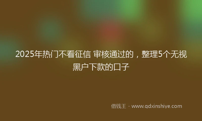 2025年热门不看征信 审核通过的，整理5个无视黑户下款的口子