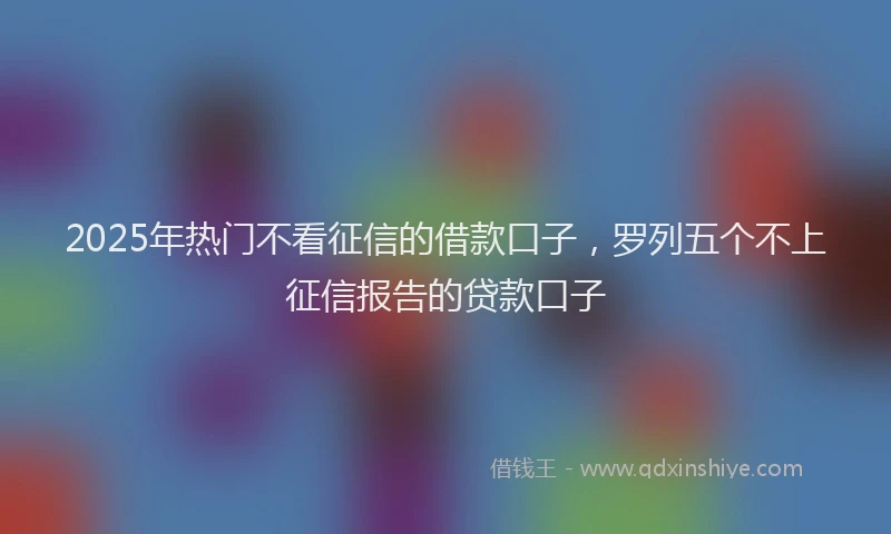 2025年热门不看征信的借款口子，罗列五个不上征信报告的贷款口子