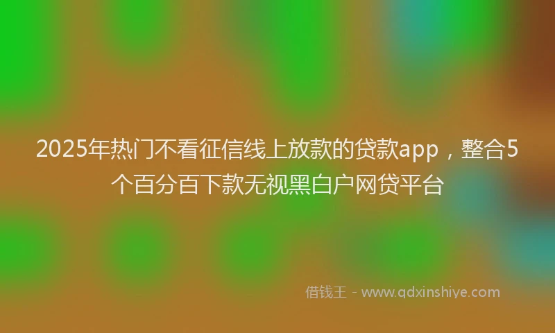 2025年热门不看征信线上放款的贷款app，整合5个百分百下款无视黑白户网贷平台