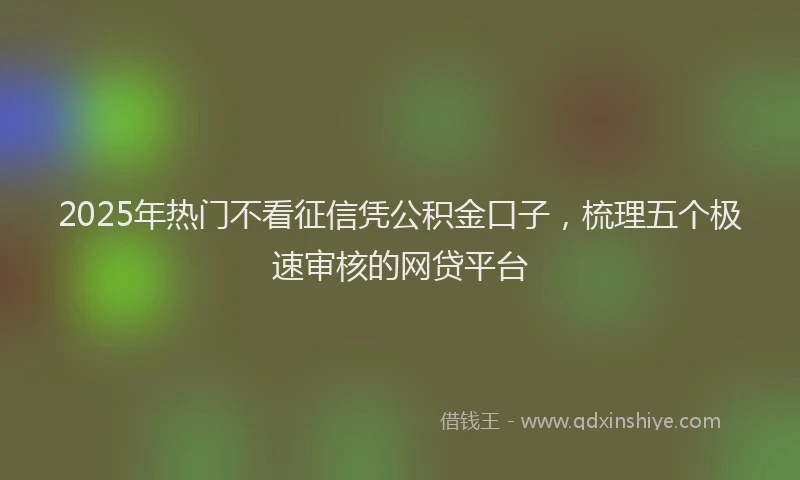 2025年热门不看征信凭公积金口子，梳理五个极速审核的网贷平台