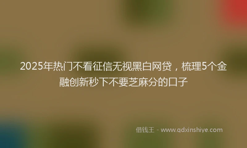 2025年热门不看征信无视黑白网贷，梳理5个金融创新秒下不要芝麻分的口子