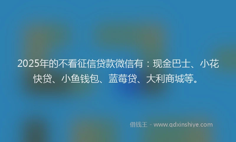 2025年的不看征信贷款微信有：现金巴士、小花快贷、小鱼钱包、蓝莓贷、大利商城等。