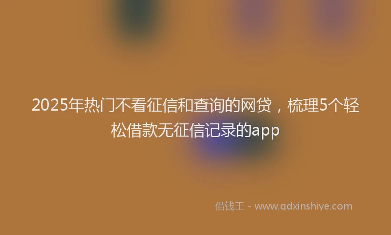 2025年热门不看征信和查询的网贷，梳理5个轻松借款无征信记录的app