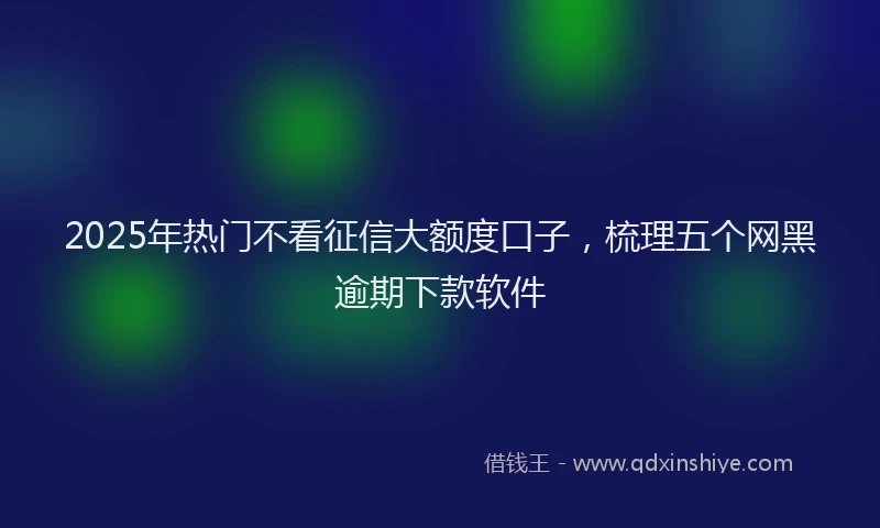 2025年热门不看征信大额度口子，梳理五个网黑逾期下款软件