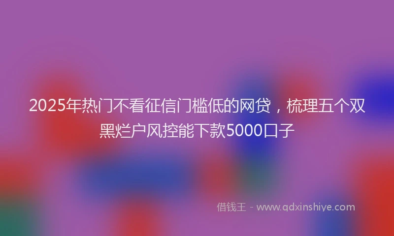 2025年热门不看征信门槛低的网贷，梳理五个双黑烂户风控能下款5000口子