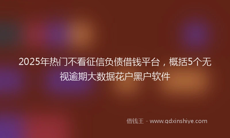 2025年热门不看征信负债借钱平台，概括5个无视逾期大数据花户黑户软件
