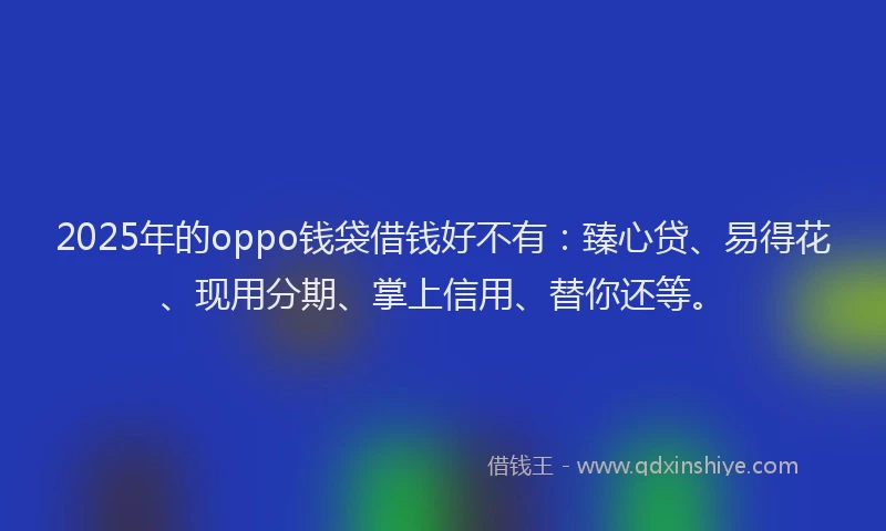 2025年的oppo钱袋借钱好不有：臻心贷、易得花、现用分期、掌上信用、替你还等。