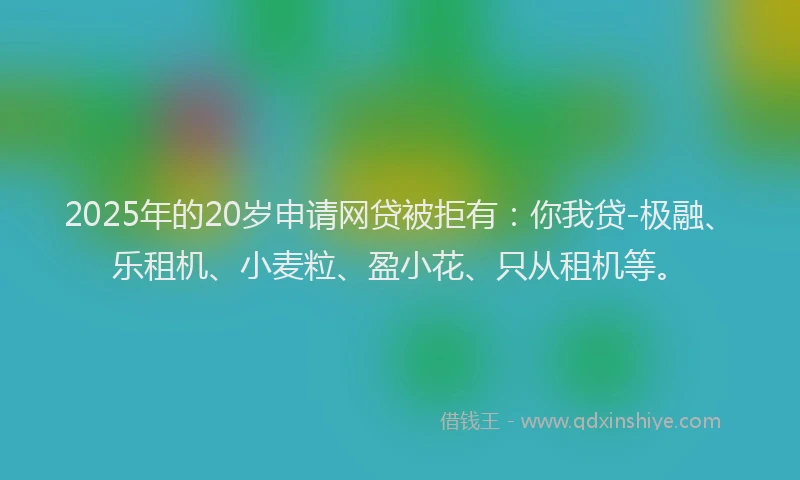 2025年的20岁申请网贷被拒有：你我贷-极融、乐租机、小麦粒、盈小花、只从租机等。