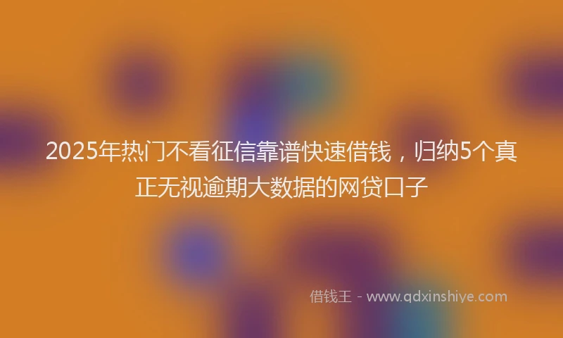 2025年热门不看征信靠谱快速借钱，归纳5个真正无视逾期大数据的网贷口子
