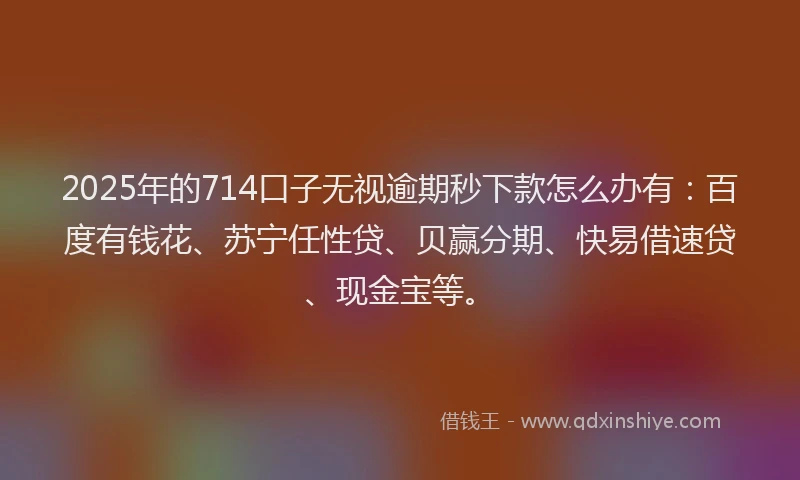 2025年的714口子无视逾期秒下款怎么办有：百度有钱花、苏宁任性贷、贝赢分期、快易借速贷、现金宝等。