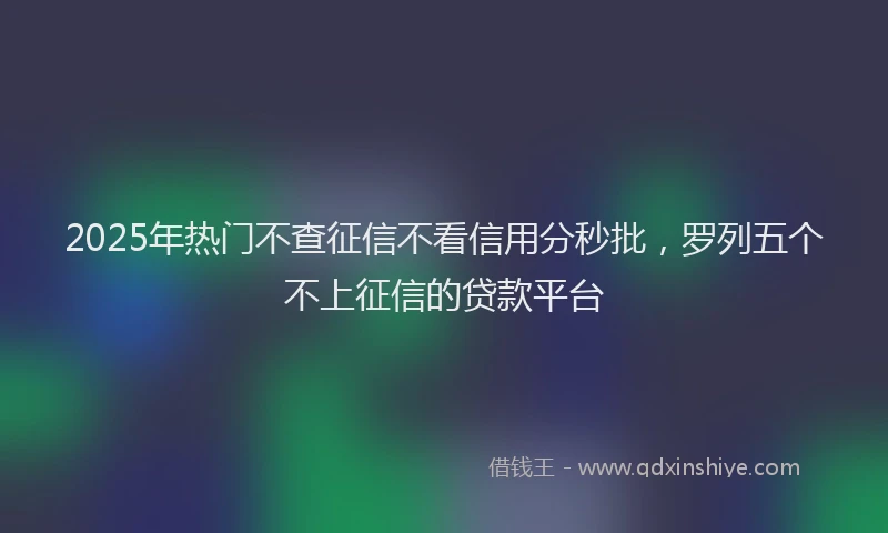 2025年热门不查征信不看信用分秒批，罗列五个不上征信的贷款平台